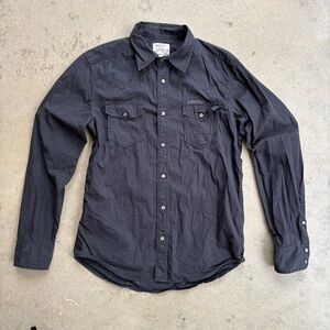 Diesel Pearl Snap Black Long Sleeve Western Shirt Large Made in India
